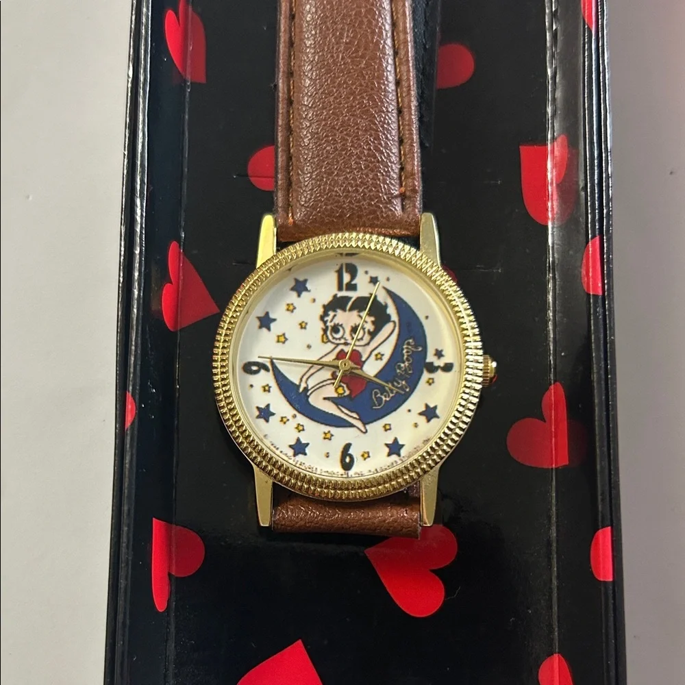 Betty Boop Watch with Brown Leather Strap - Picture 2 of 2